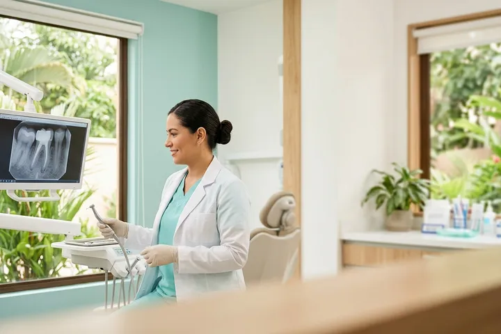 Especialista de endodoncia en clínica dental moderna